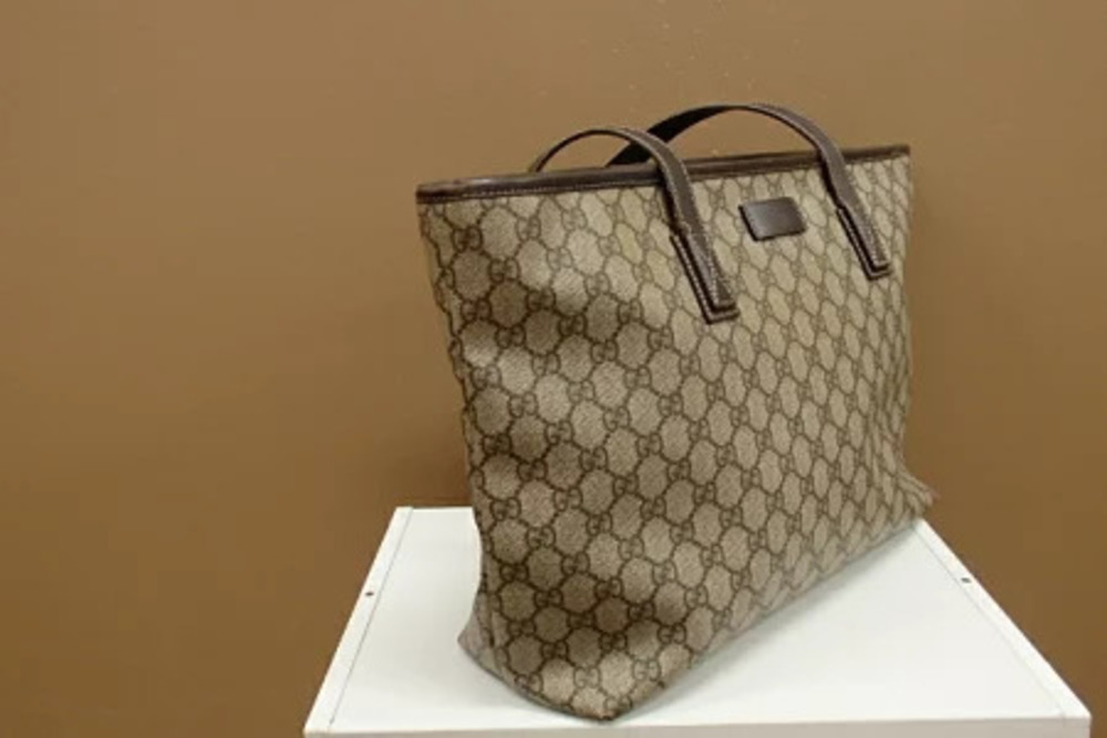 Gucci Plus Tote Beige Shoulder GG Leather Bag Tan